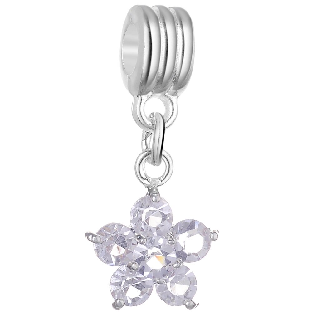 8173 10Pcs Flower Dangle Pendant Charm Beads Crystal Rhinestone European